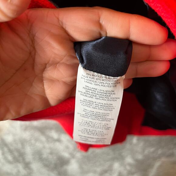 J. Crew Chateau Sz 0 Parka Italian Wool Stadium Cloth Coat Bright Red Women's‎ - Picture 8 of 8